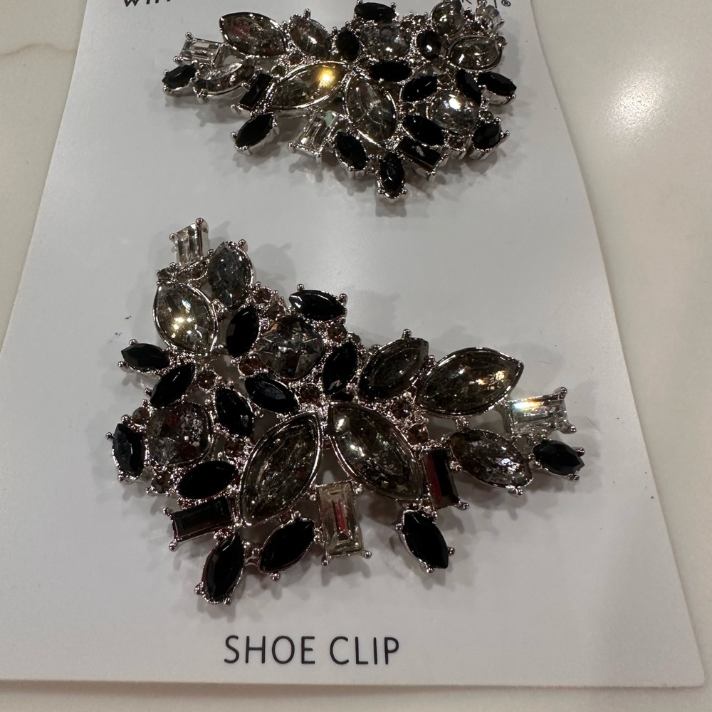 White House Black Market Black and Silver Shoe Clips